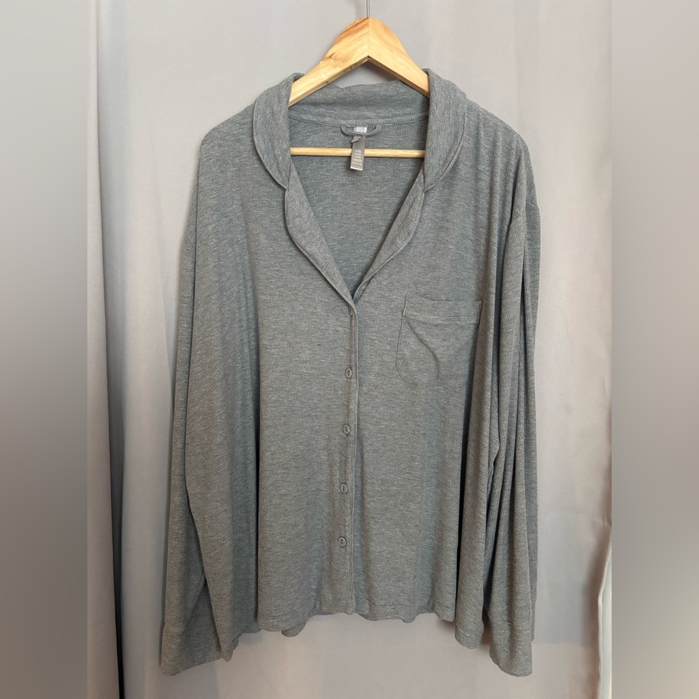 Skims Soft Lounge Heather Gray Ribbed Sleep Shirt size 3X